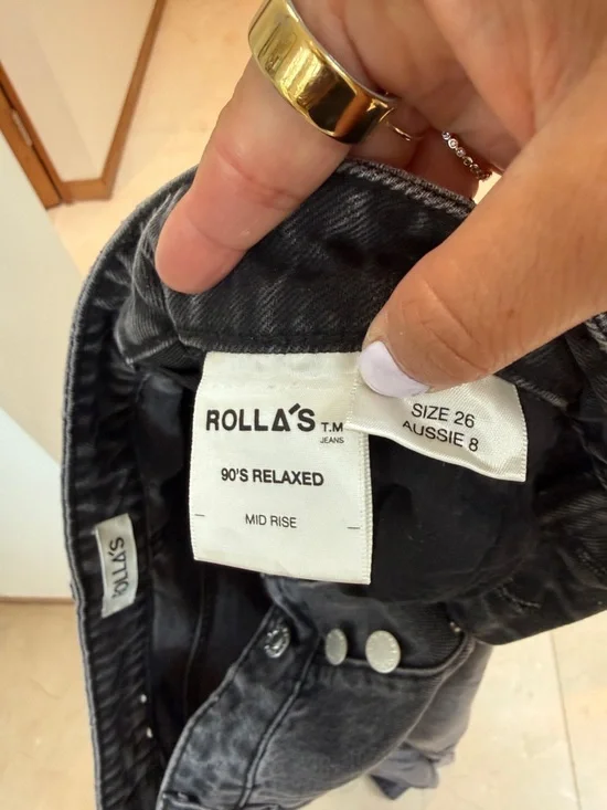 ROLLA'S Black Washed 90's Relaxed Mid Rise Jeans size 26 denim - Picture 3 of 10